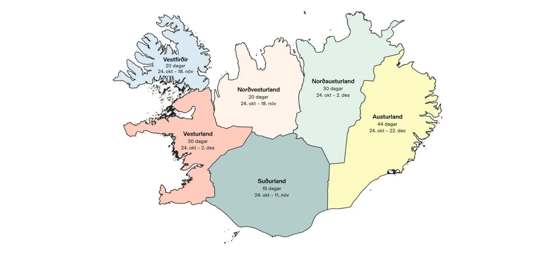 Veiðisvæði rjúpu 2025